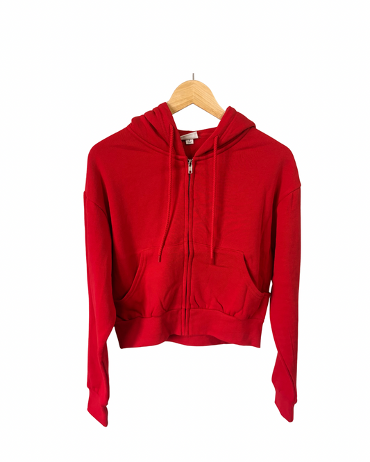 Reflex basic fleece crop full zip up hoodie