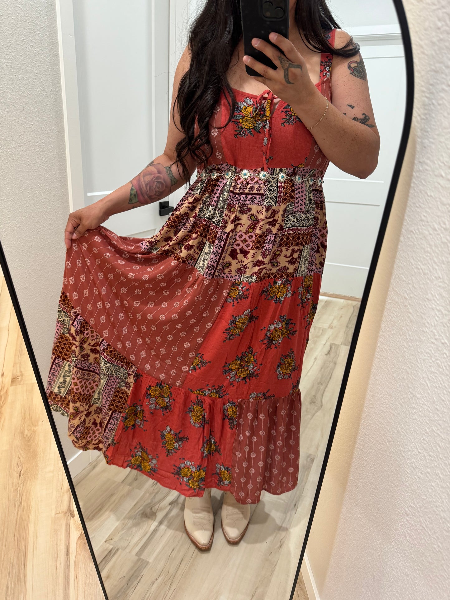 Wishlist - Multicolor Patchwork Tiered Maxi Dress