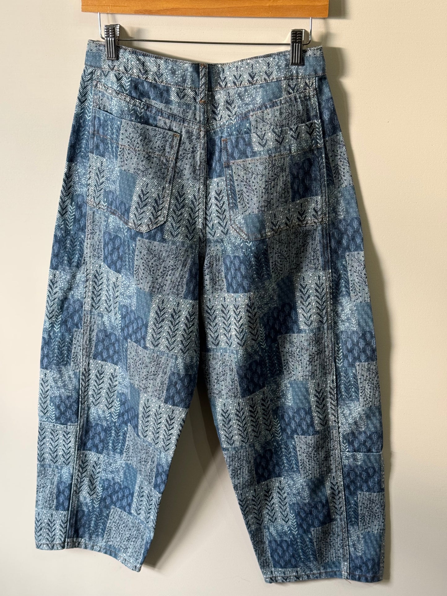 Miou Muse - Multi Printed Patchwork Style Barrell Jeans