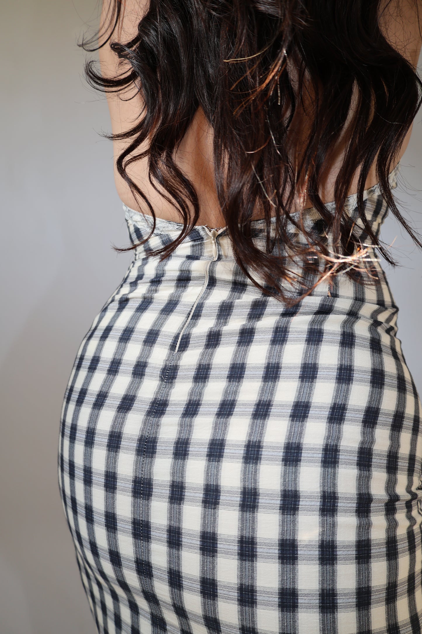Heartbreaker plaid low back halter top midi dress