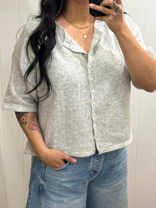 I'd Like That pointelle short piper cardigan