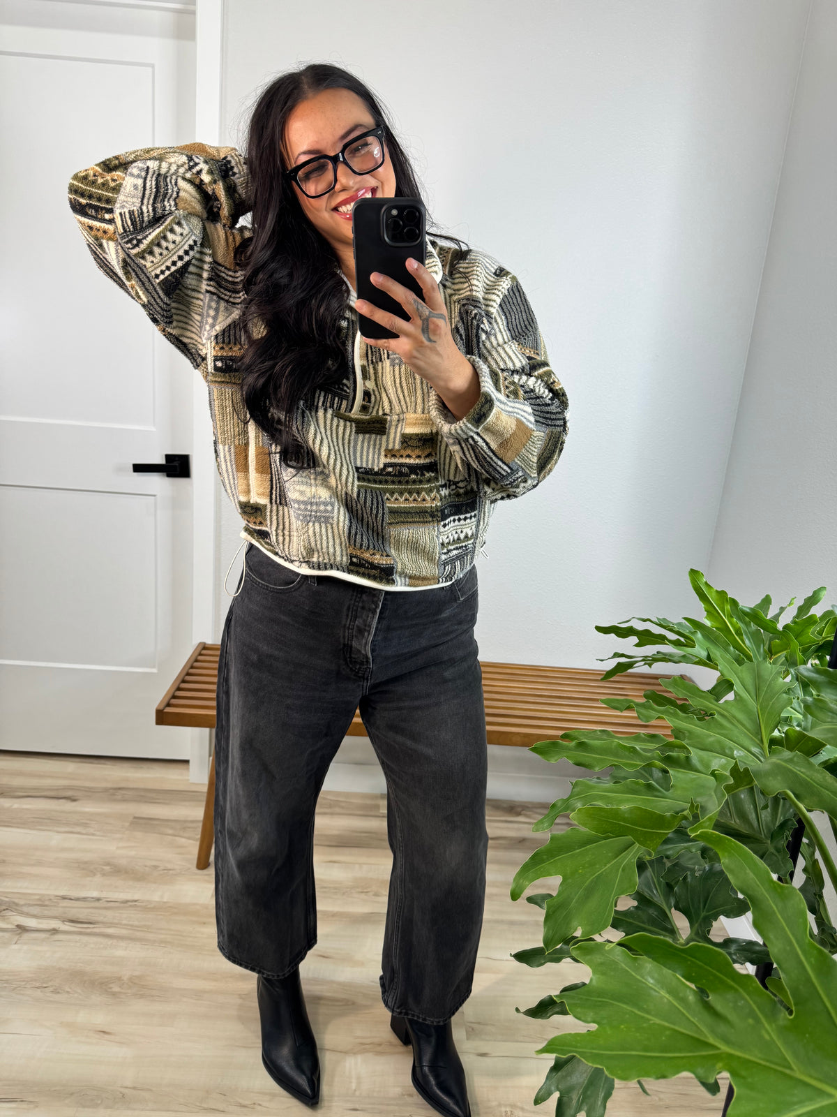 Find The Whimsy patchwork fleece snap pullover