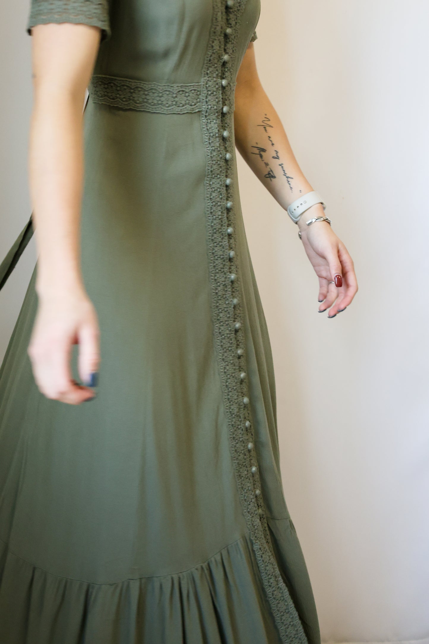 In Loom - LACE TRIM BUTTON DOWN MAXI DRESS