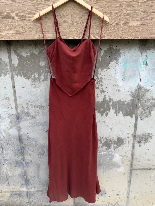 Mustard Seed - Brick Red Scarf Style Open Back Dress