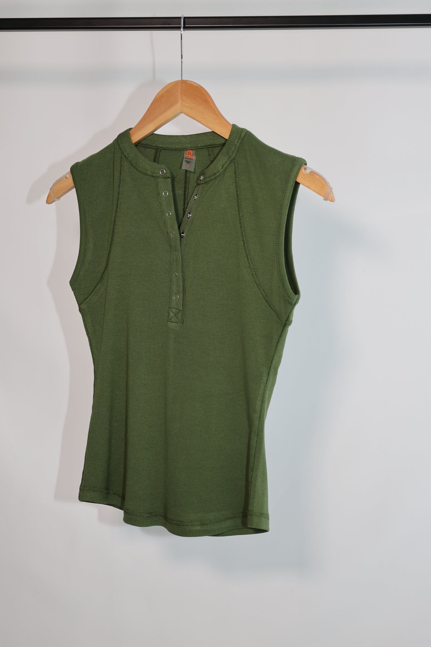 Mono B - Essential Micro-Ribbed Henley Tank Top