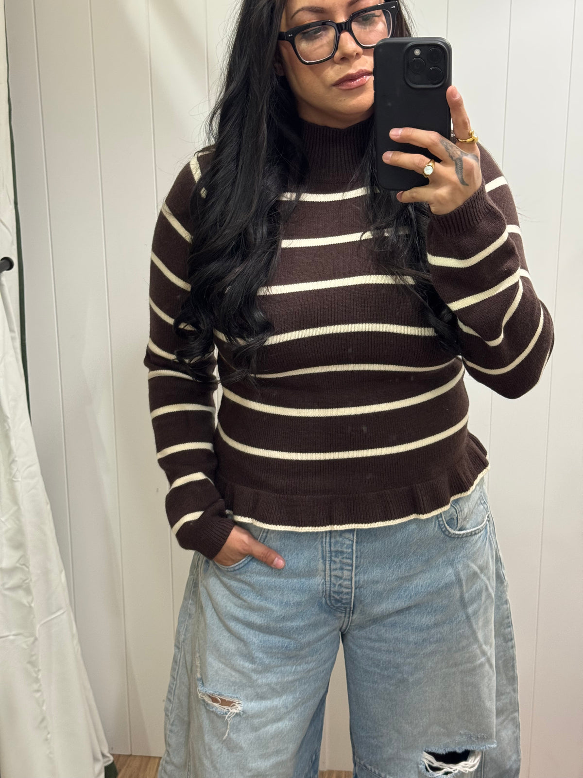 Saved You A Seat stripe long sleeve sweater