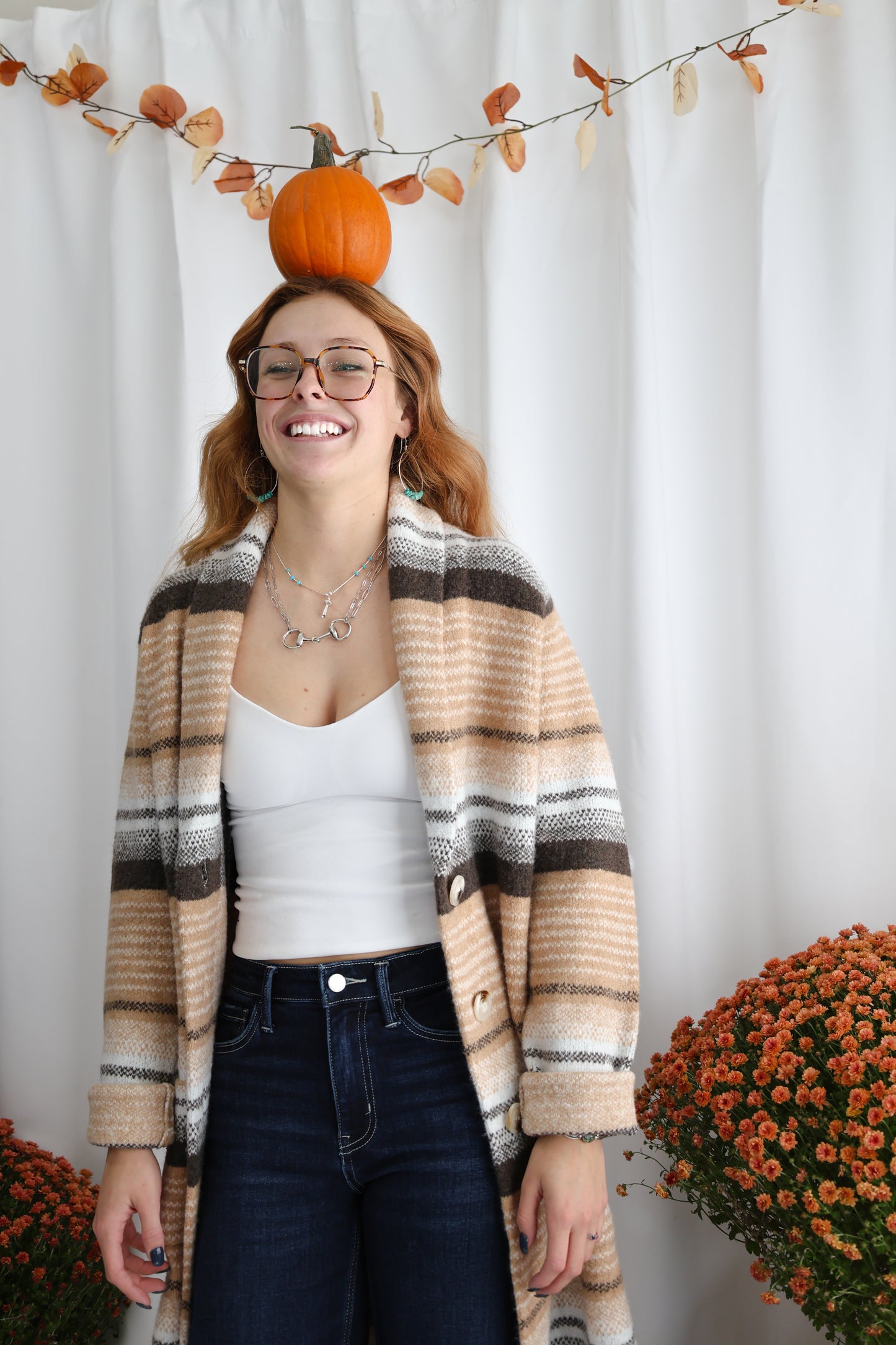 Lovestitch - Striped Coatigan with Pockets