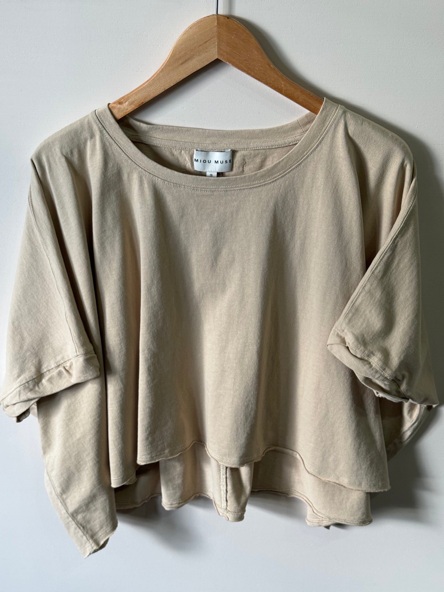 Miou Muse - Tan Oversized Boxy Tee