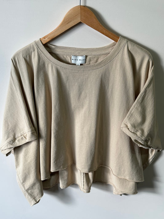 Miou Muse - Tan Oversized Boxy Tee