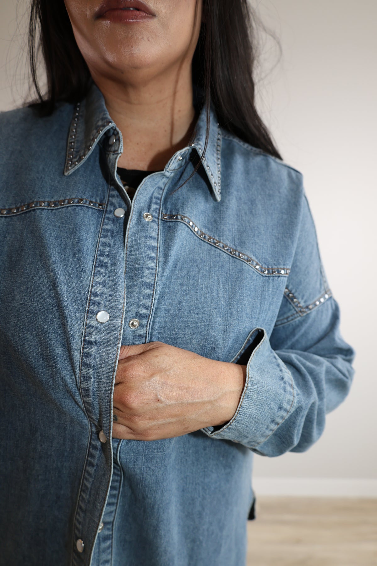 Cross My Heart denim long sleeve shirt