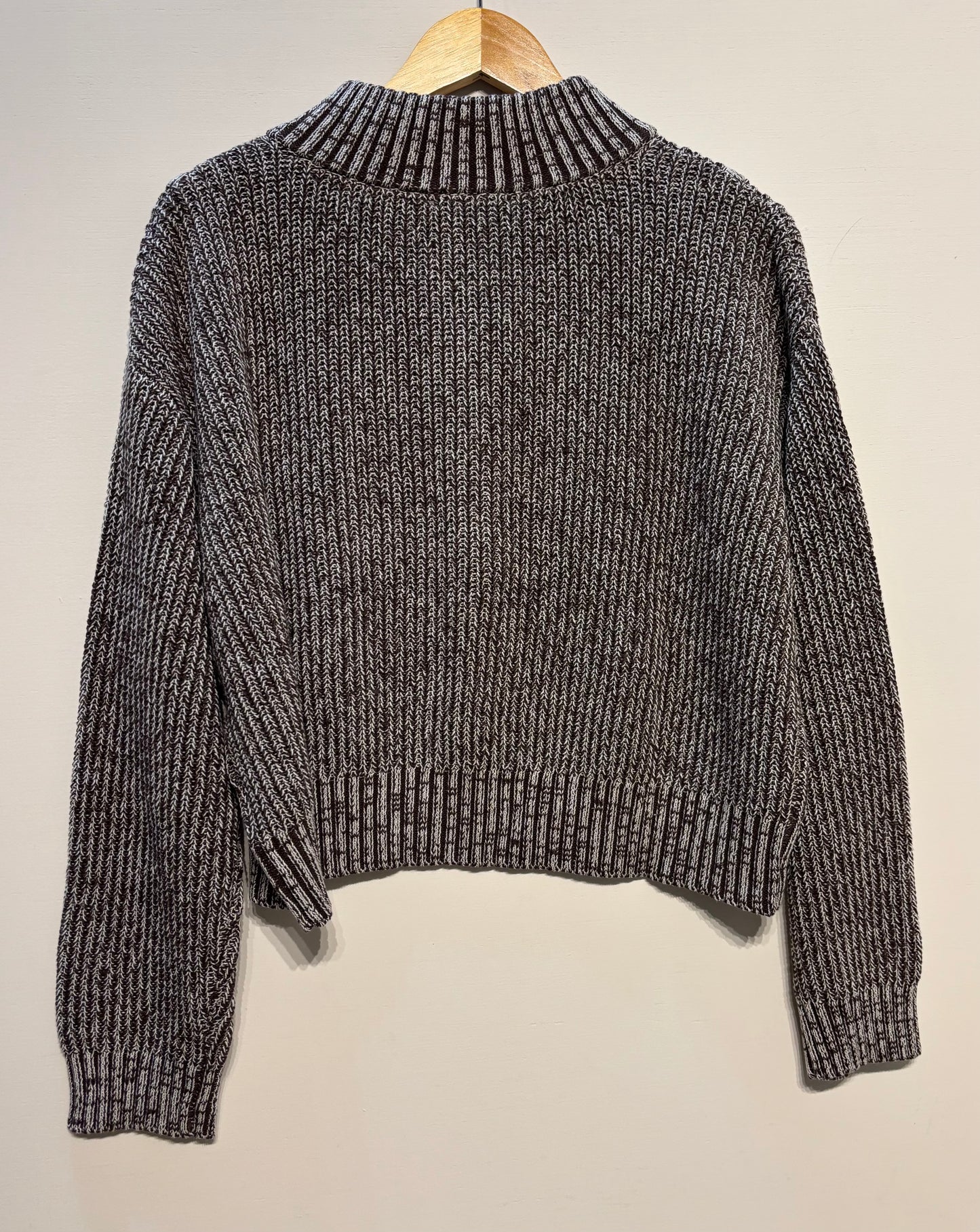 Two Toned Cropped Quarter-zip Sweater