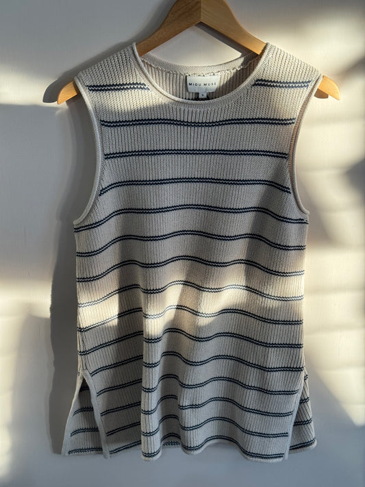 Miou Muse - Striped Pattern Knit Tank Top