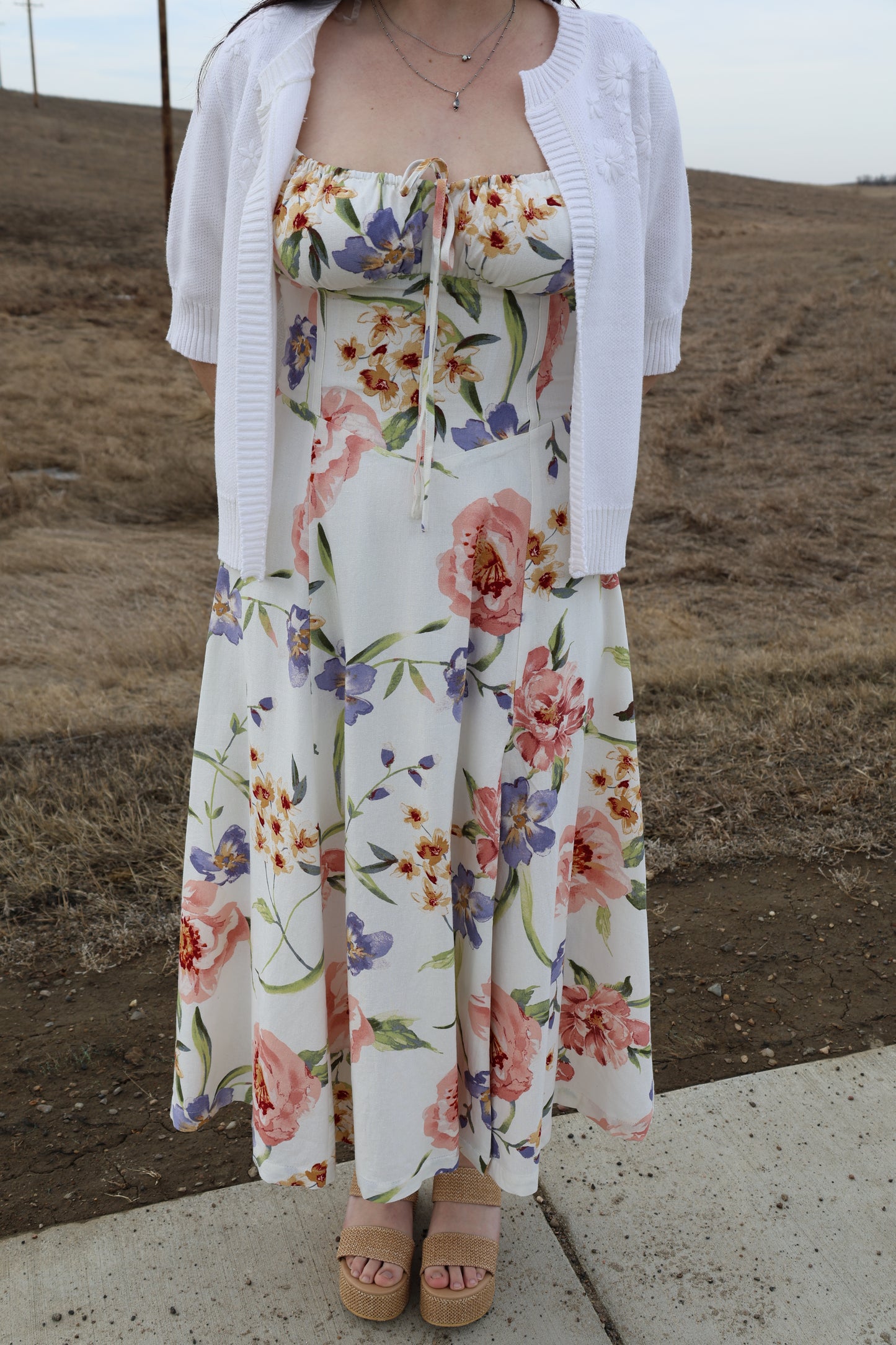 Dress Forum - Spring Garden Lace-up Corset Style Midi Dress