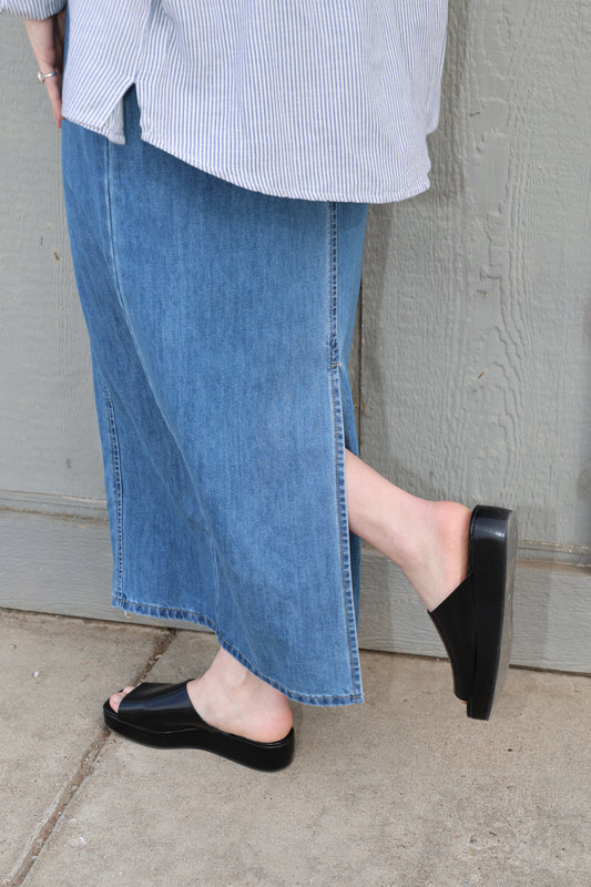 Matisse - Lido Black Leather Slide-on Wedge