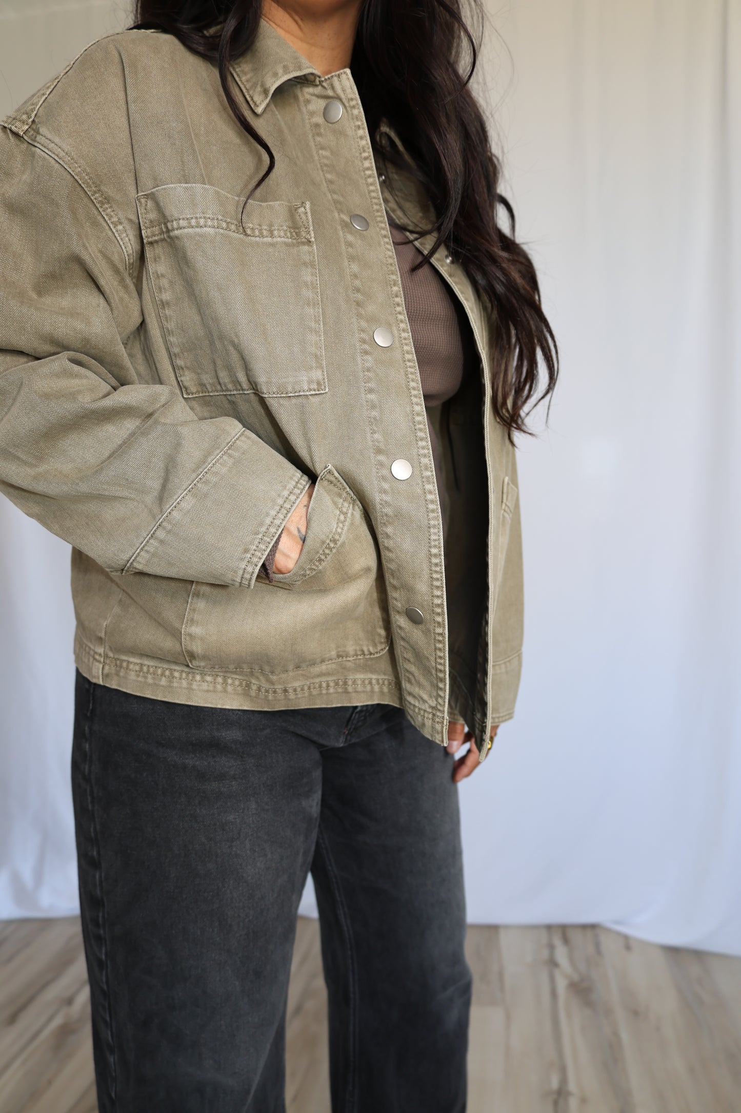Double Dog Dare oversized washed color jacket