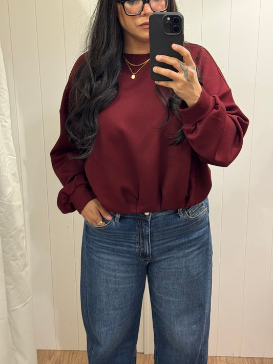 Wolves For The Win gathered hem sweatshirt