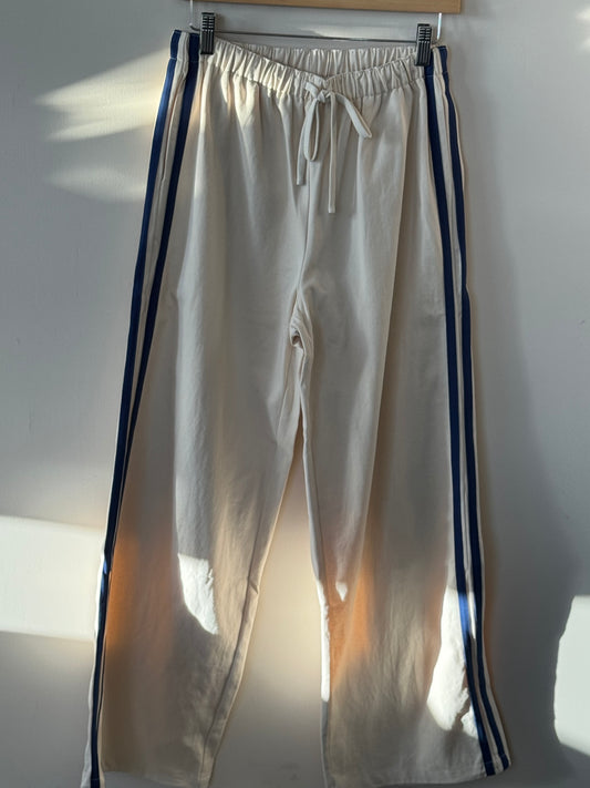 Buttermelon - Side Stripe Wide-leg Track Pants w/ Drawstring