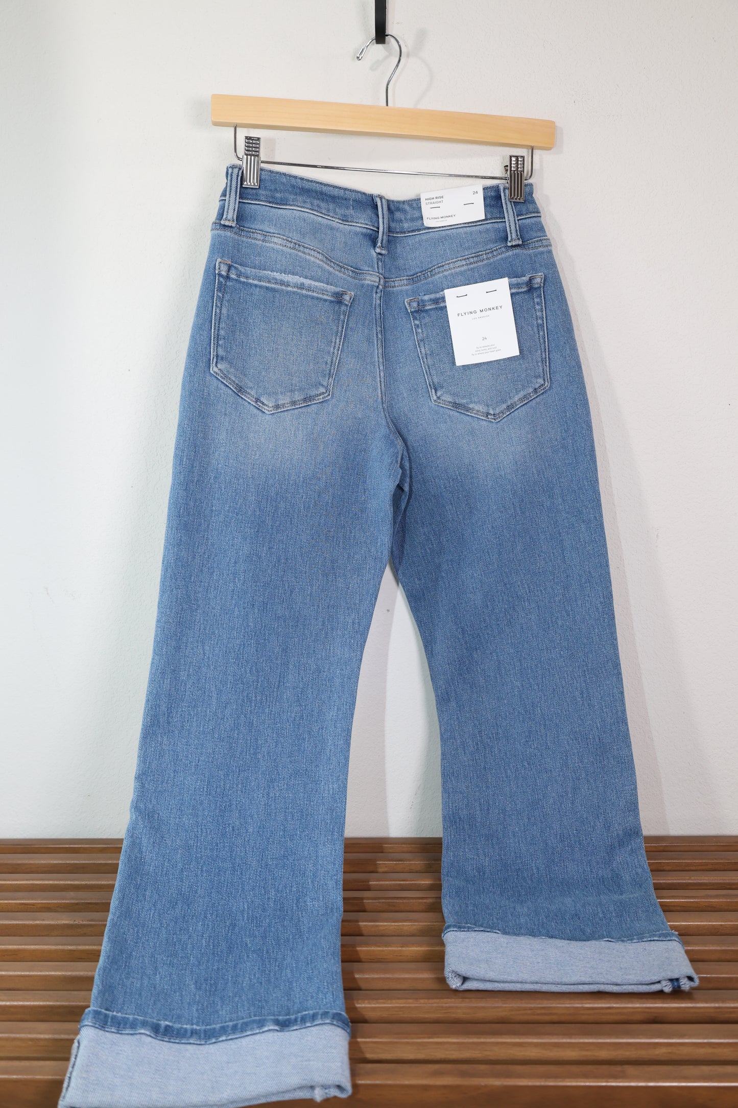 FLYING MONKEY - HIGH RISE CUFFED CROP STRAIGHT JEANS