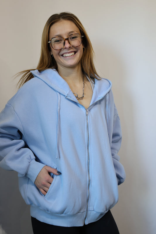 TICTOC - UNIVERSITY Plush Fleece Loose Fit Zip Up Hoodie With Pockets