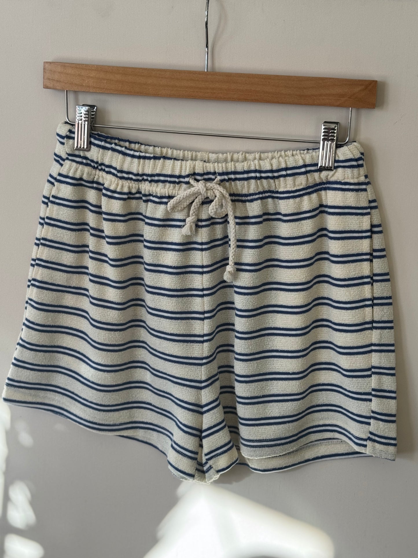 Wishlist - Blue/Cream Striped Lounge Shorts w/ Pockets