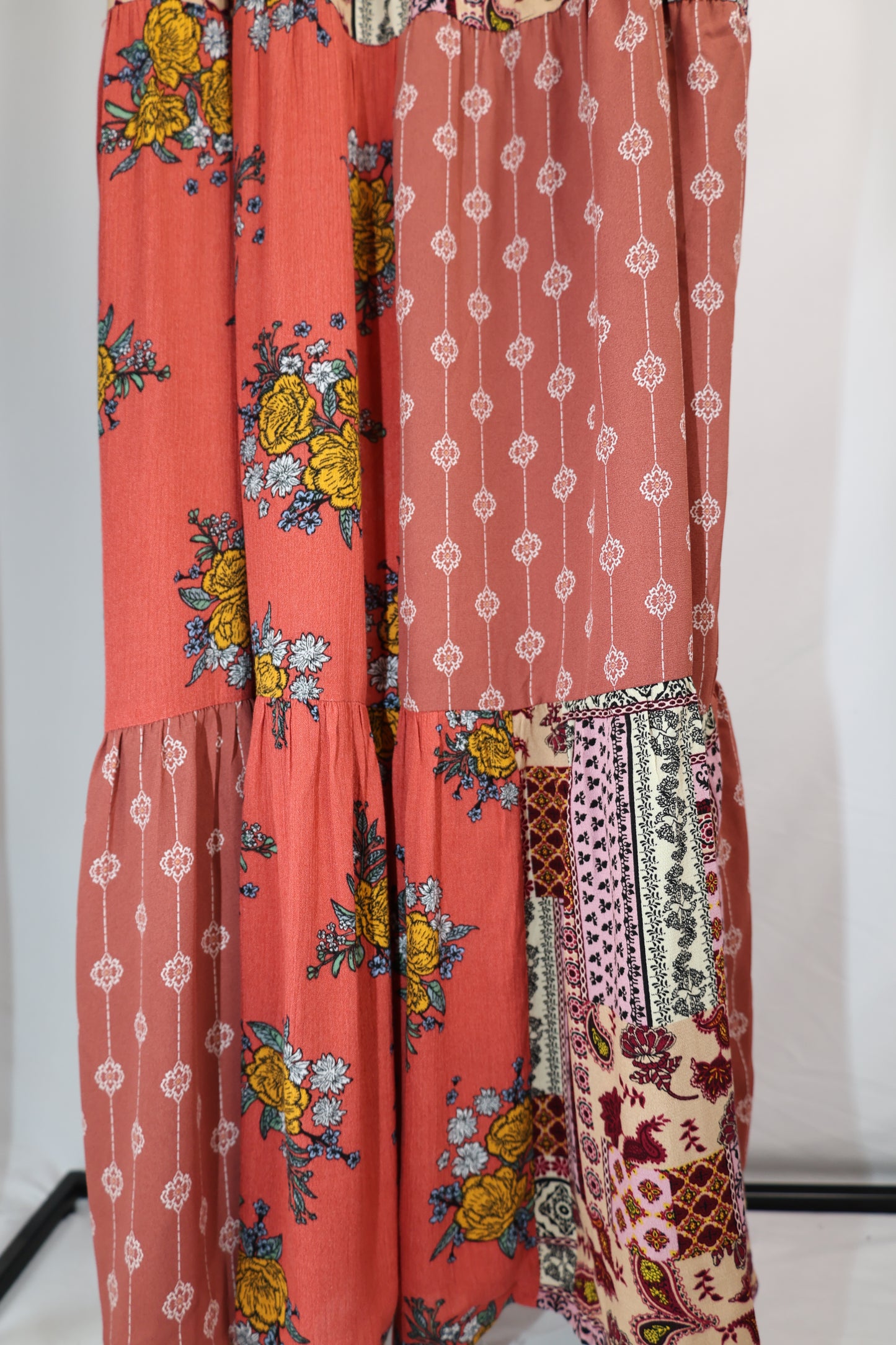 Wishlist - Multicolor Patchwork Tiered Maxi Dress