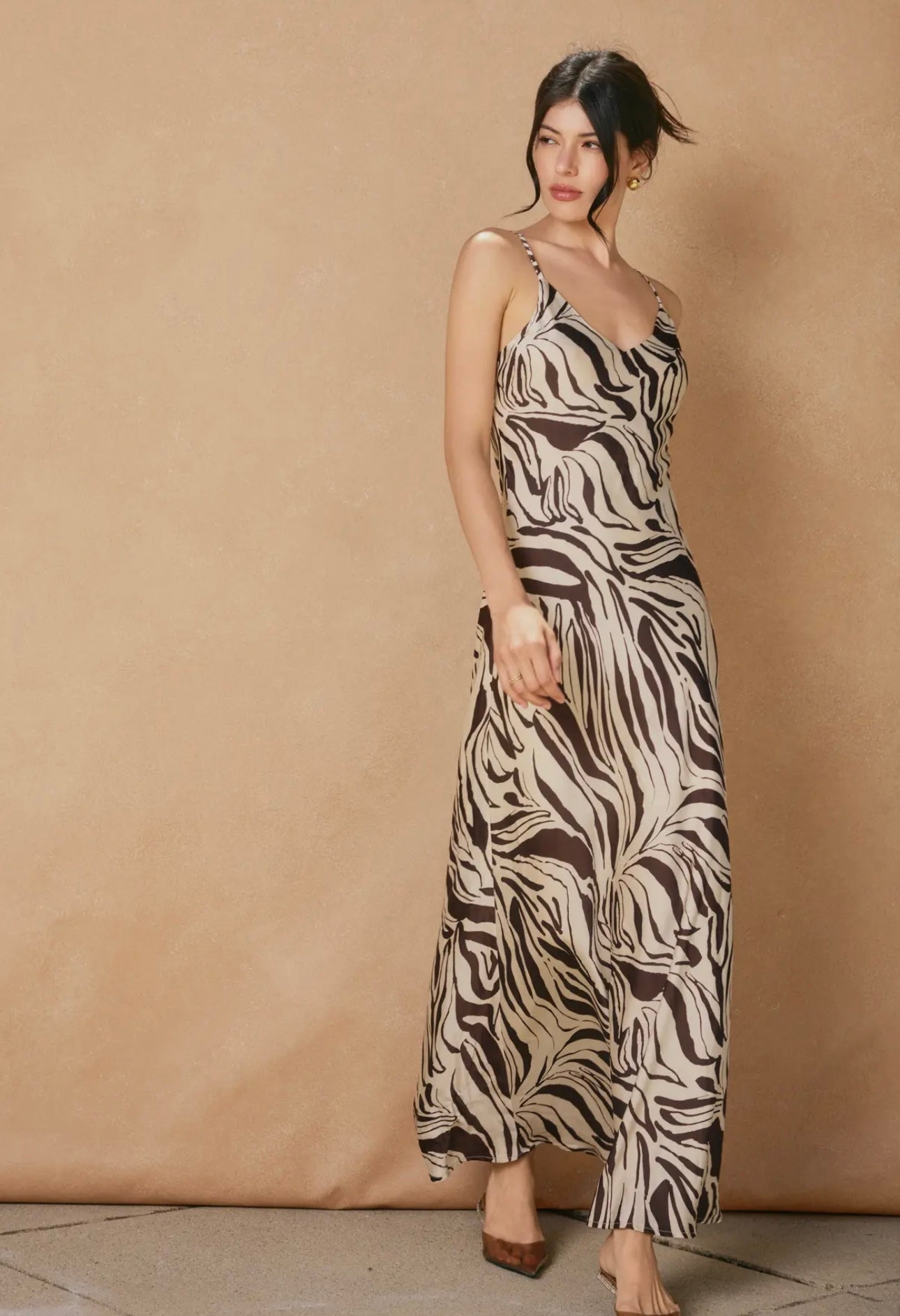 Dress Forum sleeveless woven marble maxi dress