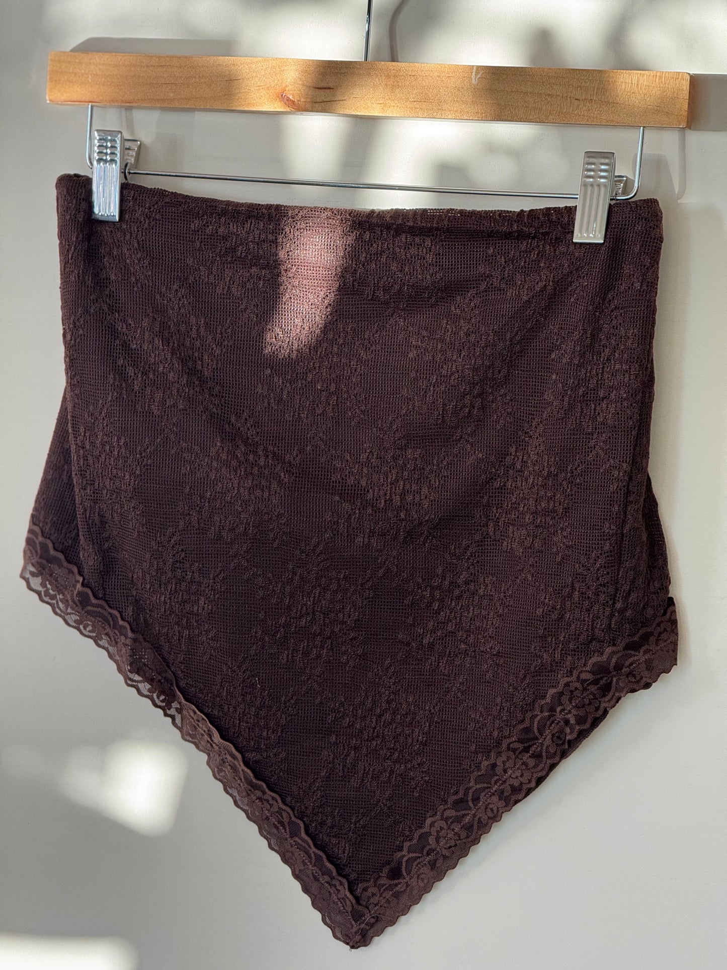 TICTOC - Wren Brown Western Stretch Lace Strapless Scarf Top