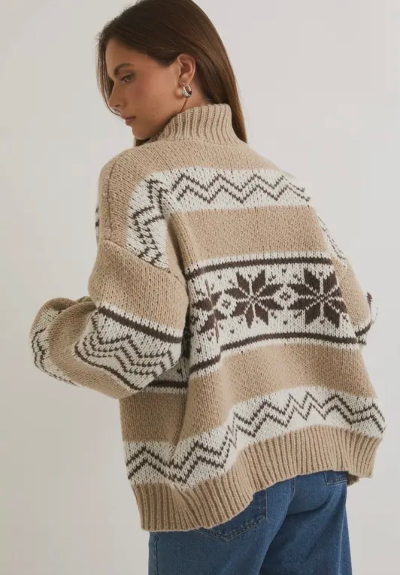 Fair Isle collared sweater jacket