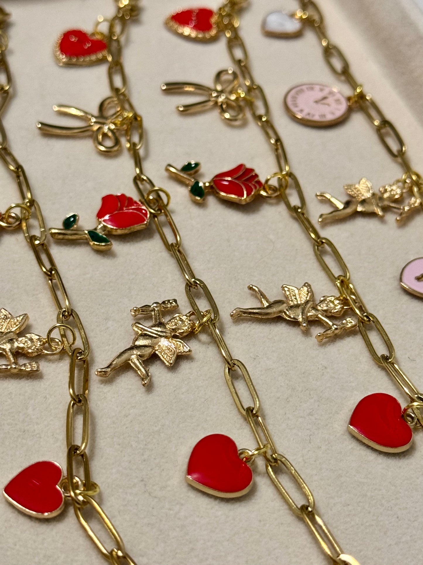 Cupid hearts charm bracelet