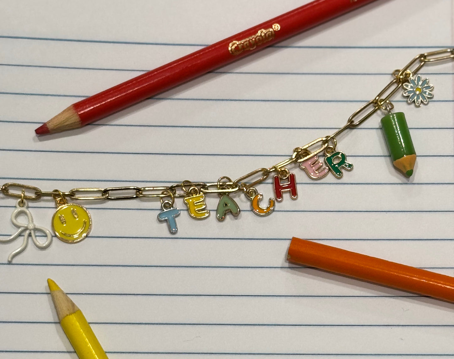 Teacher charm bracelet