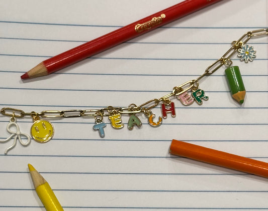 Teacher charm bracelet