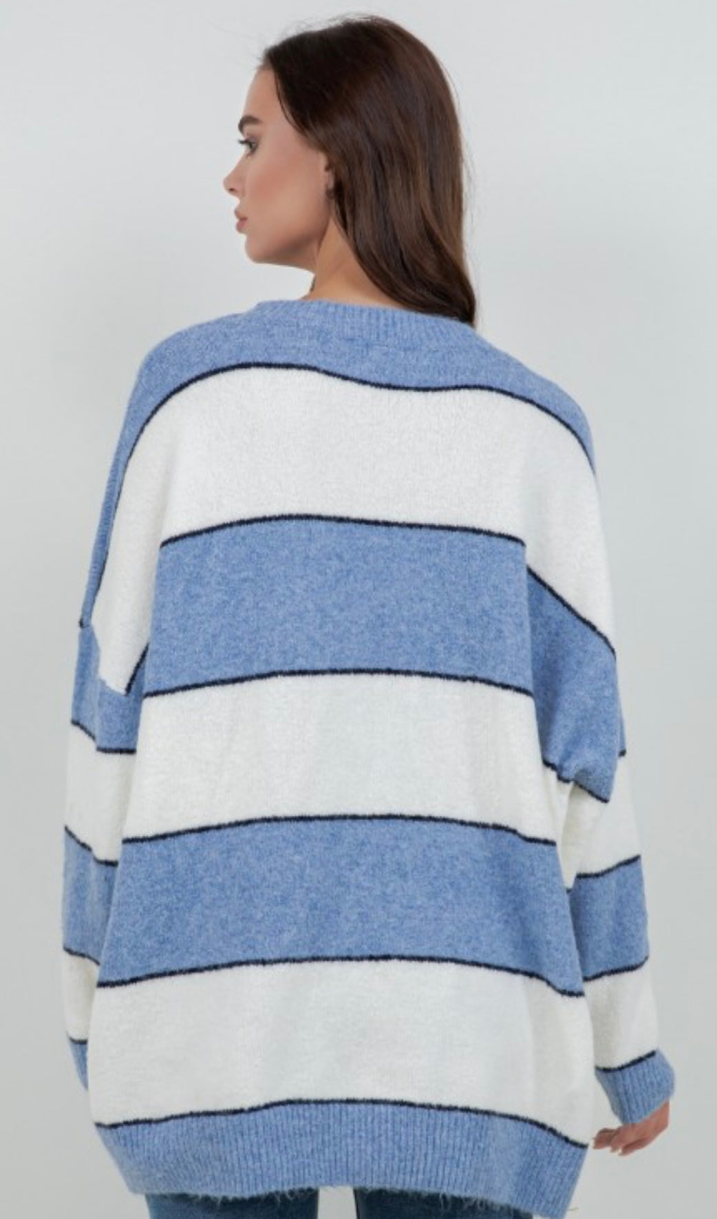 Dreamers by Debut Blue and White Striped Sweater