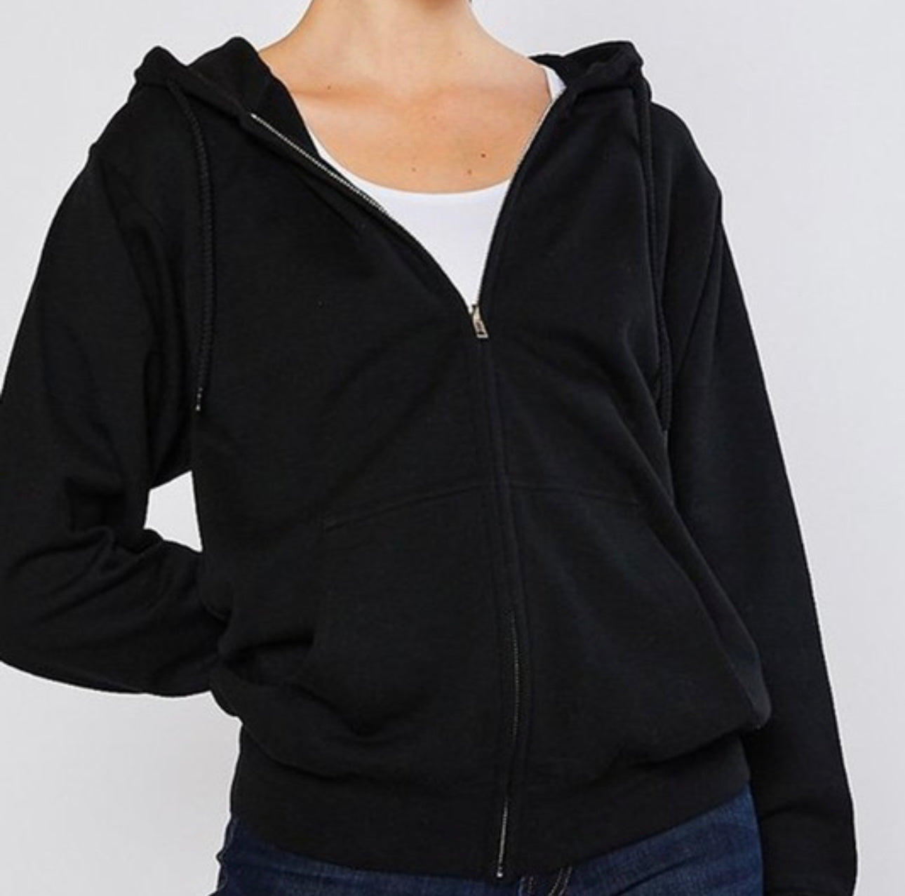 Reflex oversized full length fleece boyfriend zip up hoodie