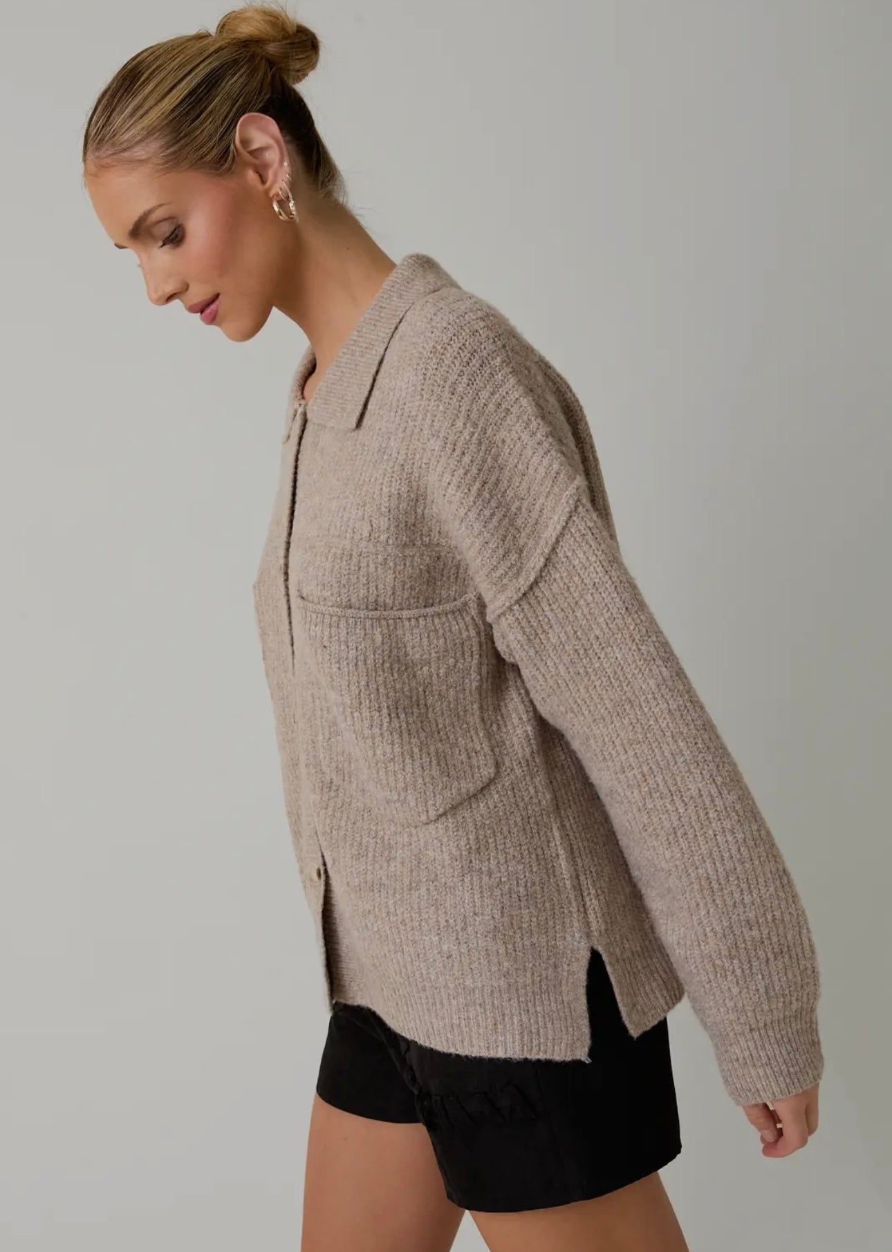 Sunday Edition oatmeal button front sweater