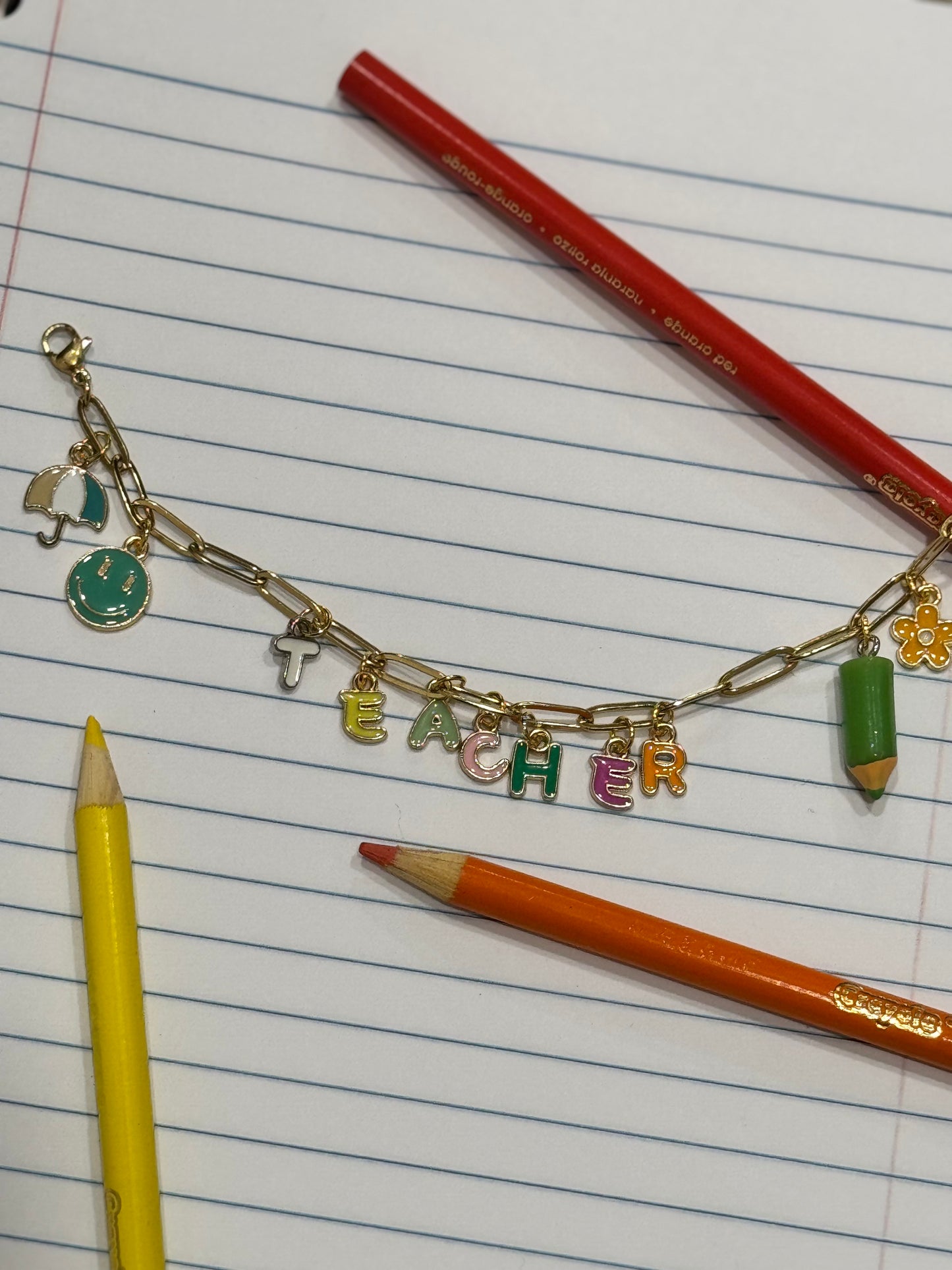 Teacher charm bracelet