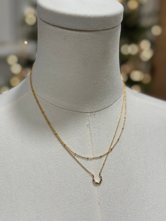 Horse shoe dainty double layer necklace