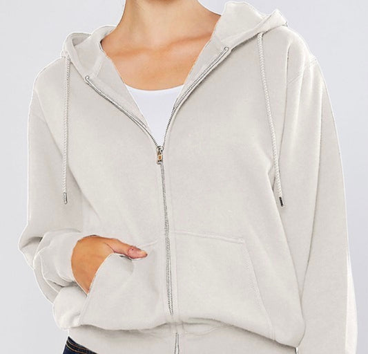 Reflex oversized full length fleece boyfriend zip up hoodie