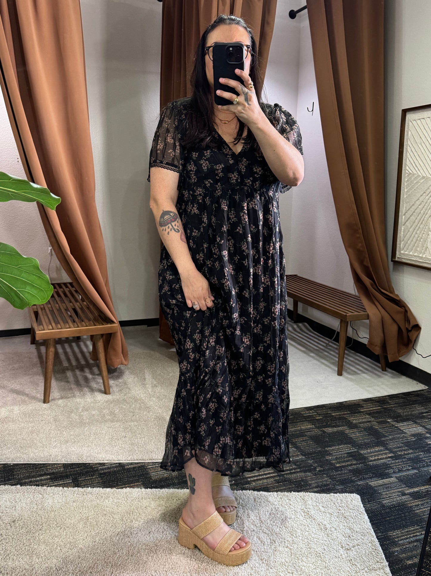 By Together  Woven Polyester Floral Print Midi Dress