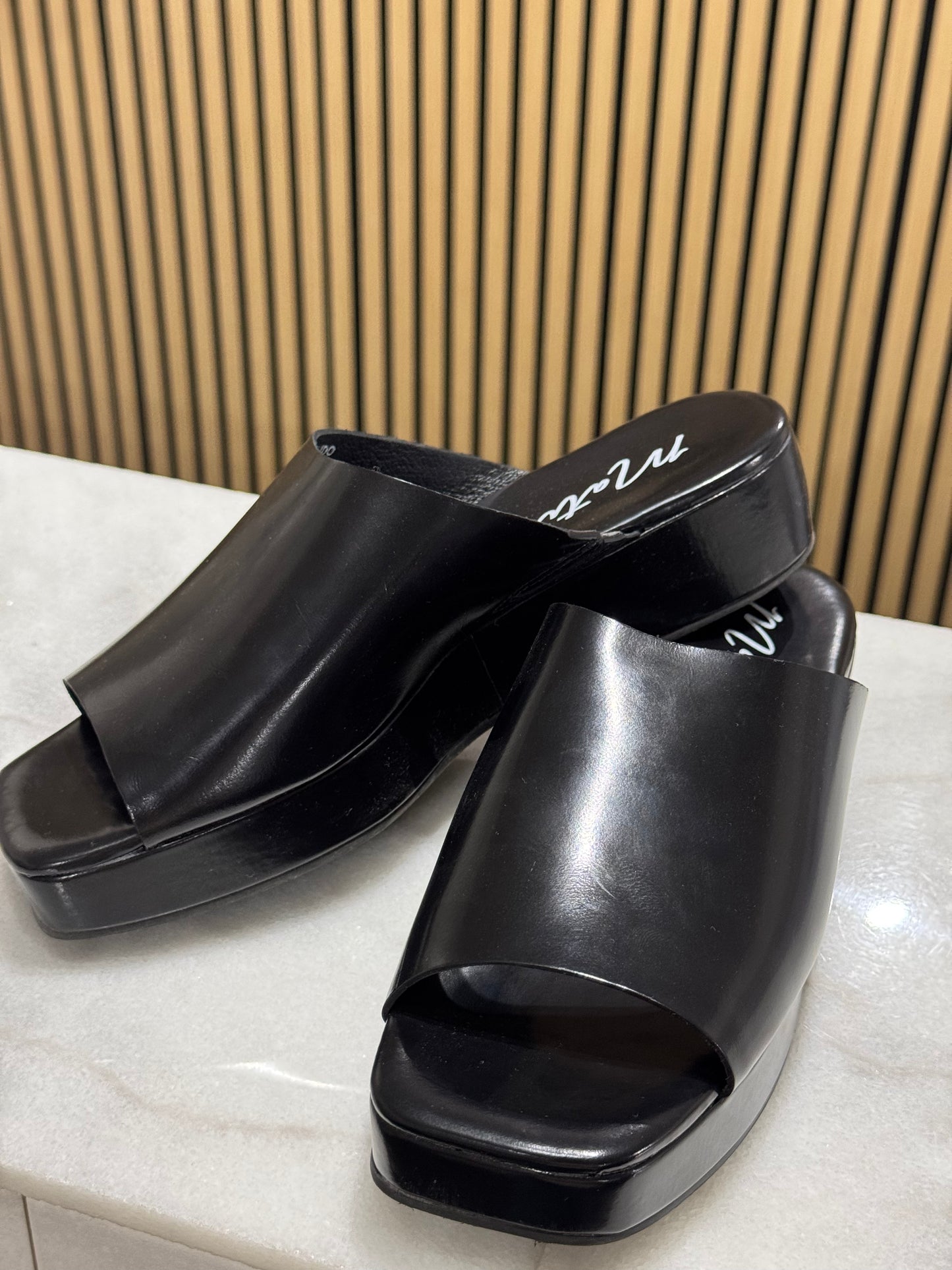 Matisse - Lido Black Leather Slide-on Wedge
