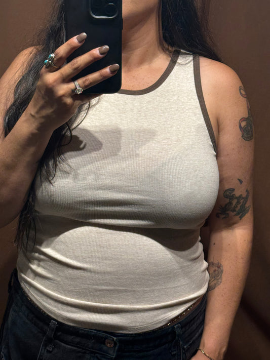 Come Closer contrast trim sleeveless tank top