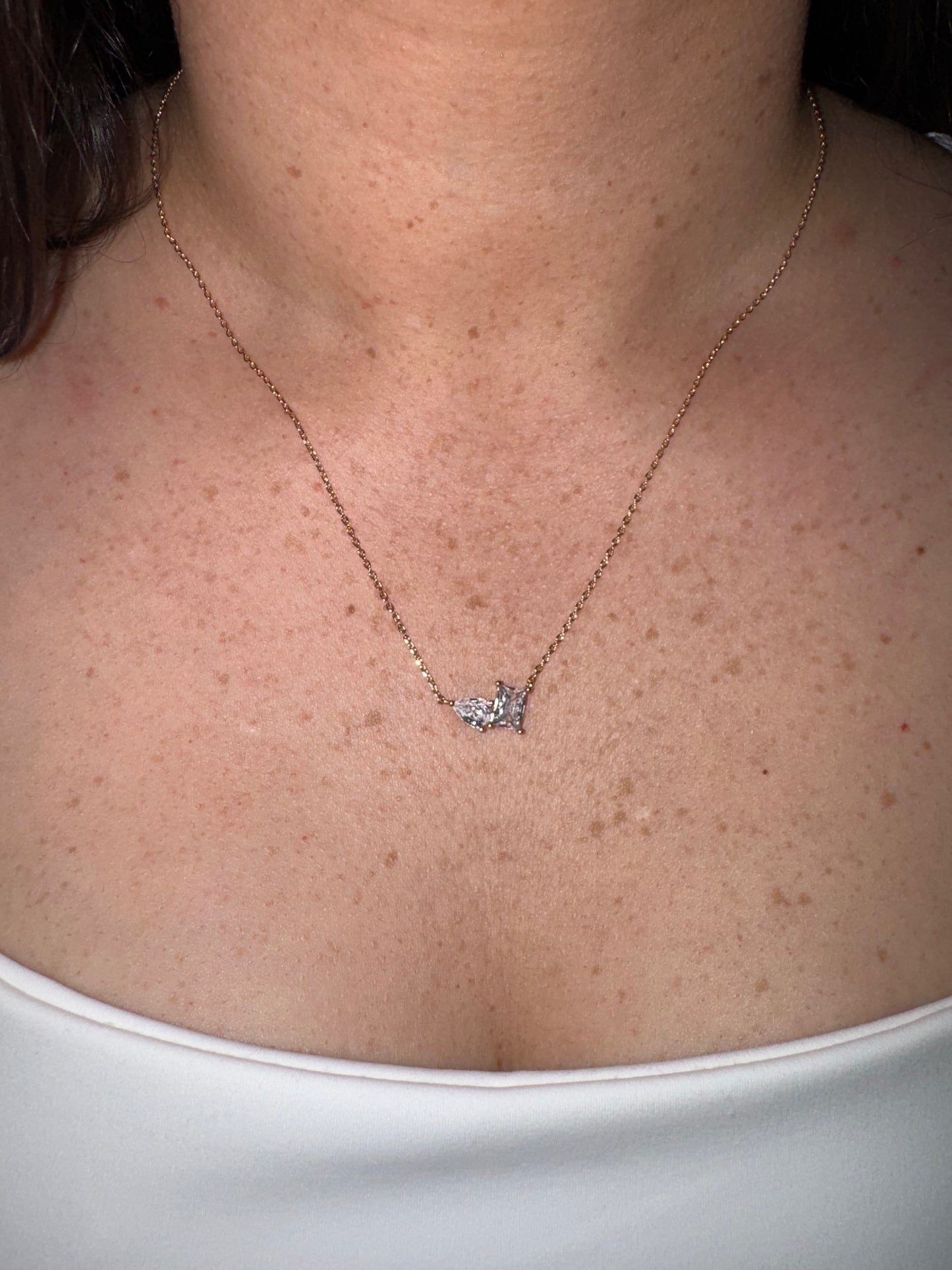 JOSSLYN by wall to wall - Teardrop Rectangle Crystal Pendant Necklace |