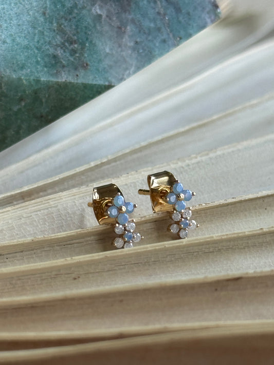 Fame Accessories - Gold Dipped Cz Mini Flower Stud Earrings