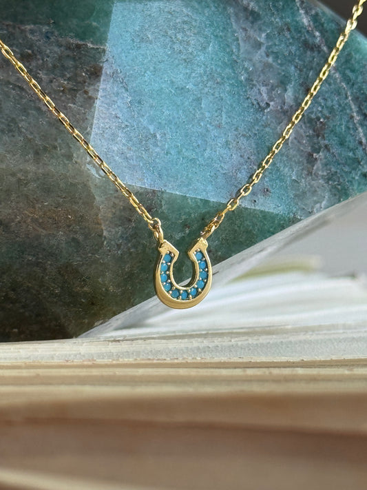Fame Accessories - Gold Dipped Cz Horseshoe Western Pendant Necklace