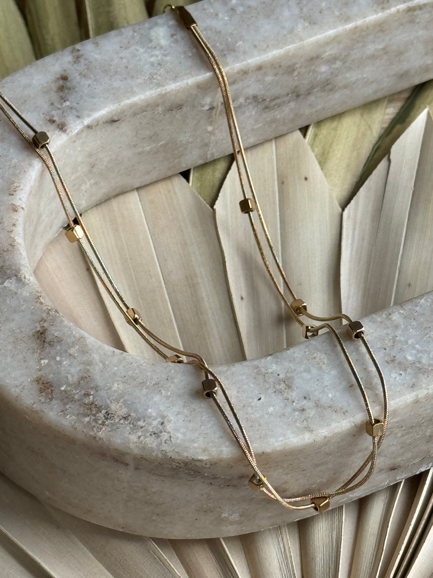 Stainless Dainty Square Station Layered Necklace