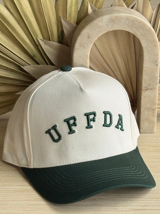 'Sota Style Club - UFFDA Midwest Unisex Trucker Hat - Dark Green & Cream