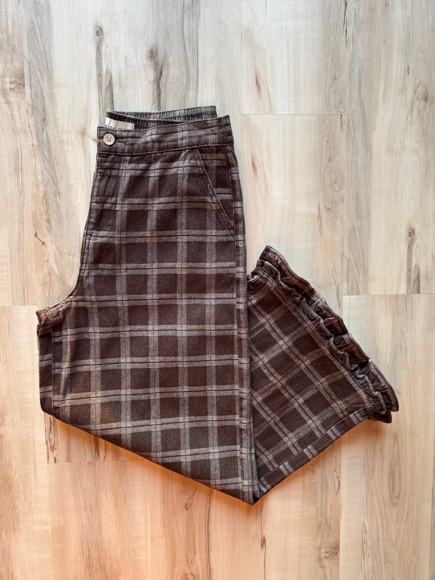 To The Badlands ruffle detail high rise plaid pants