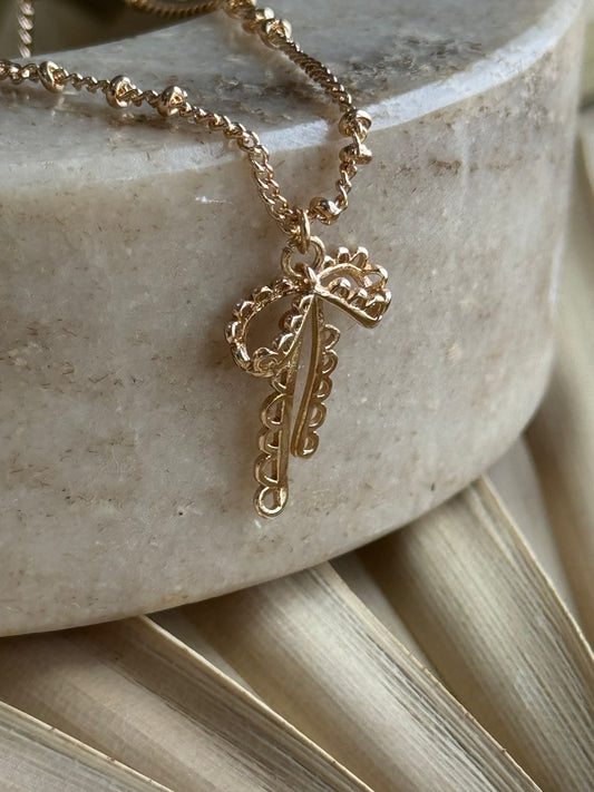 Sessori - Lace Bow Ball Station Necklace