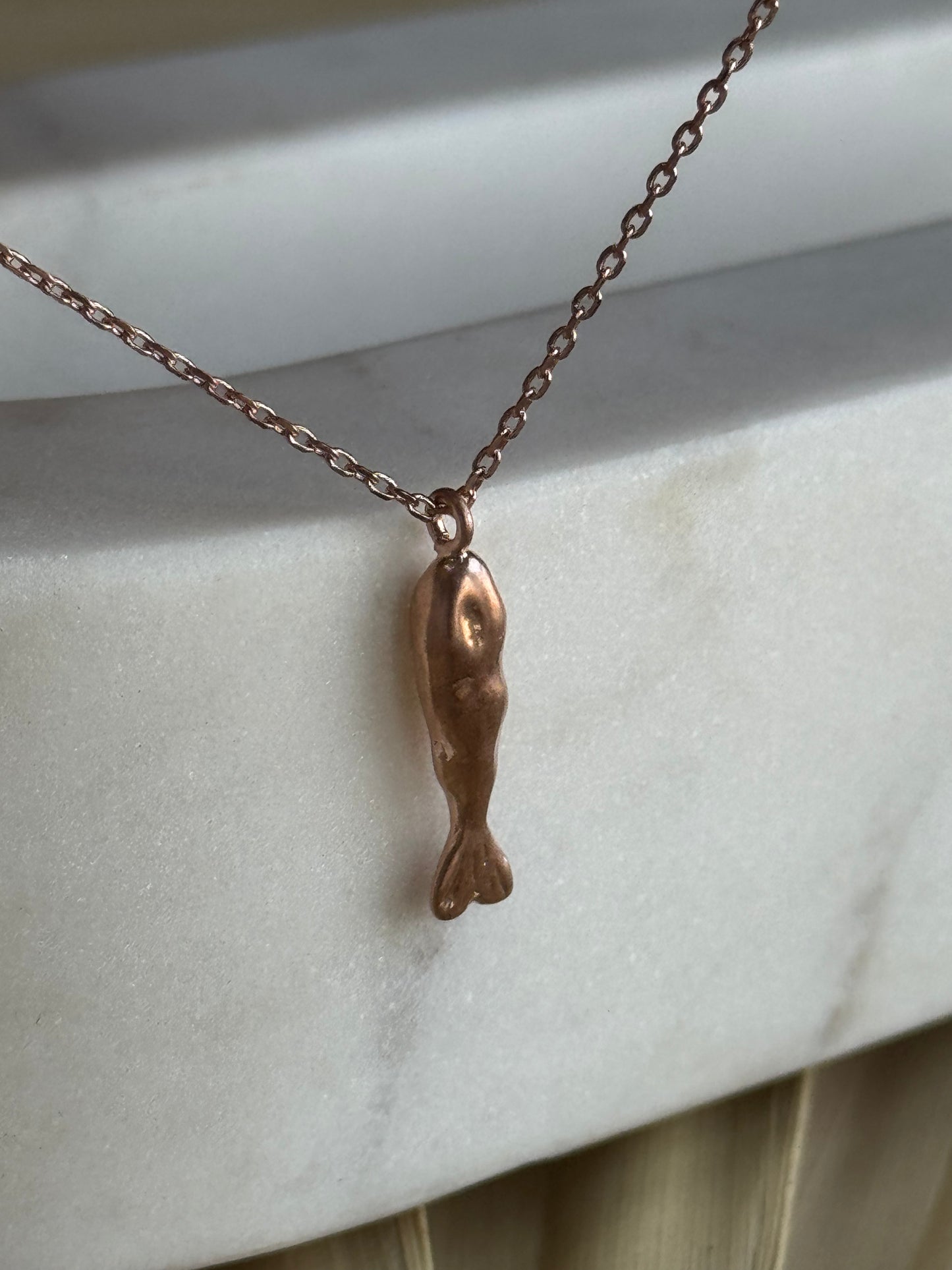 Fame Accessories - Gold Dipped Matte Finished Fish Pendant Necklace
