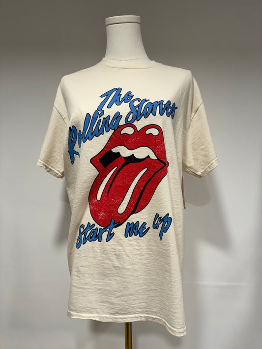 LivyLu Rolling Stones Start Me Up off white graphic tee