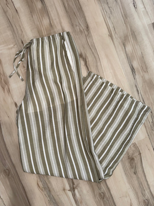 On Vacation stripe pull on drawstring waistband pant